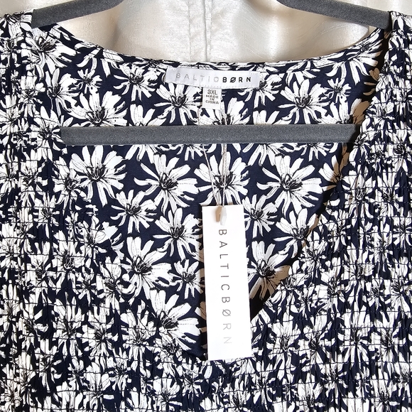 Baltic Born Women's Floral Navy Petal Smocked Ruffle Midi Dress Size 3X New - Picture 8 of 16